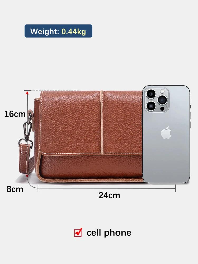 Zency-Sac à main en cuir de vachette pour femme, sac messager rétro, sac carré simple, petit rabat,