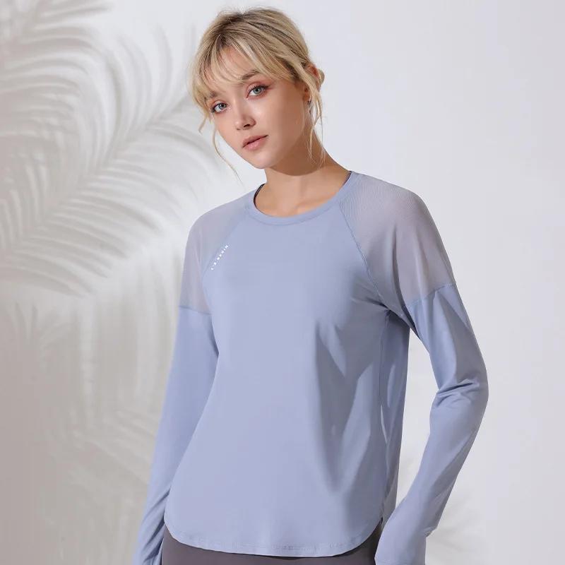 T-shirt de sport à manches longues pour femmes ample respirant de Yoga de course de Gym d'entraîneme