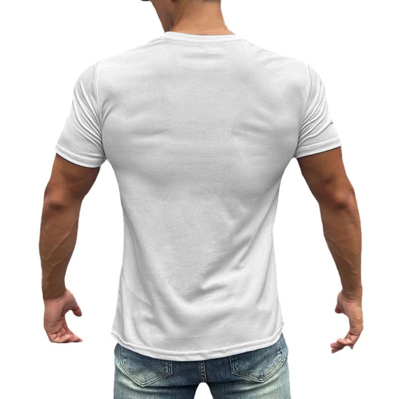 T-shirt à manches courtes et col rond pour homme, vêtement en maille, respirant, séchage rapide, coo