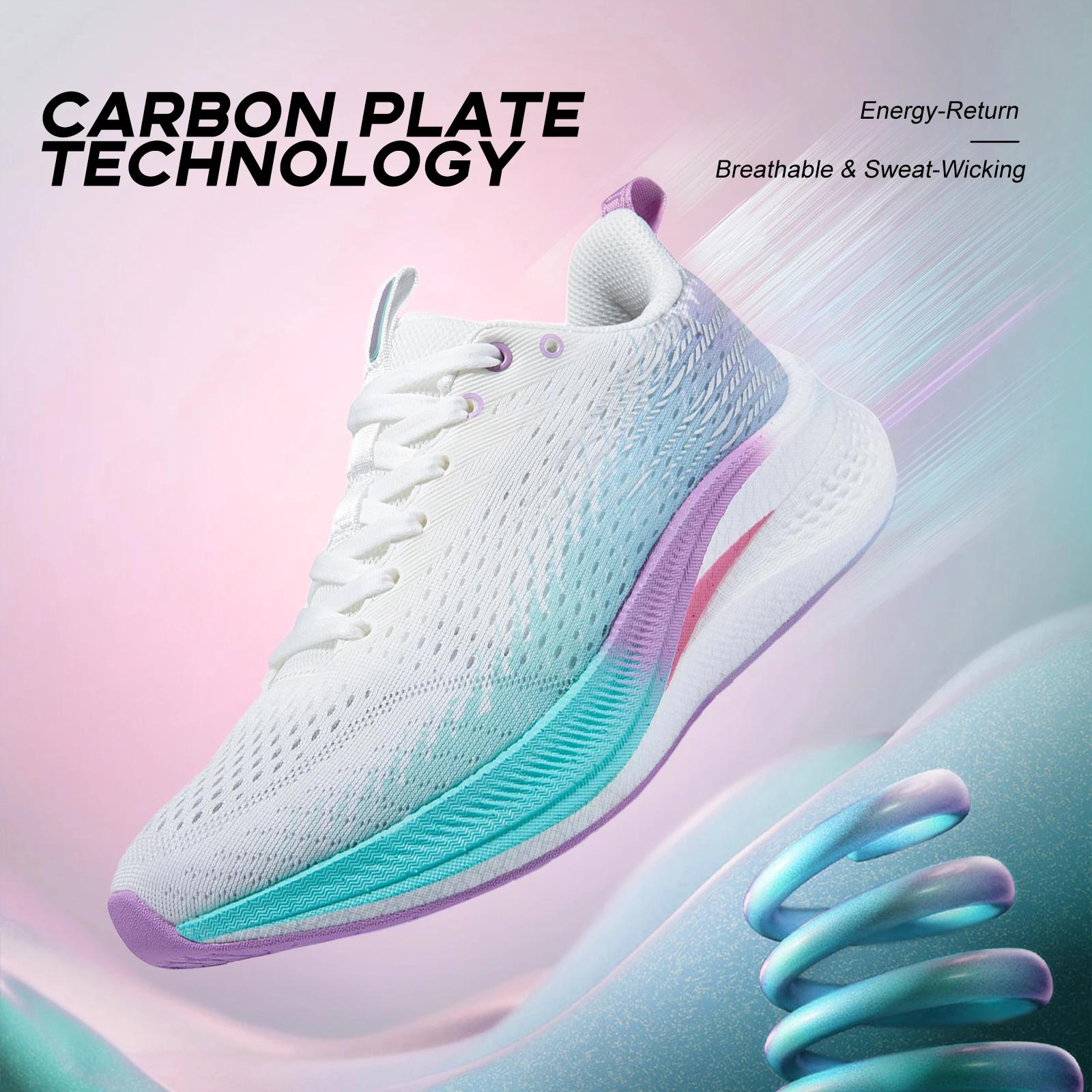 Chaussures de course Baasploa Femmes légères respirantes - Baskets plein air professionnelles avec plaque carbone