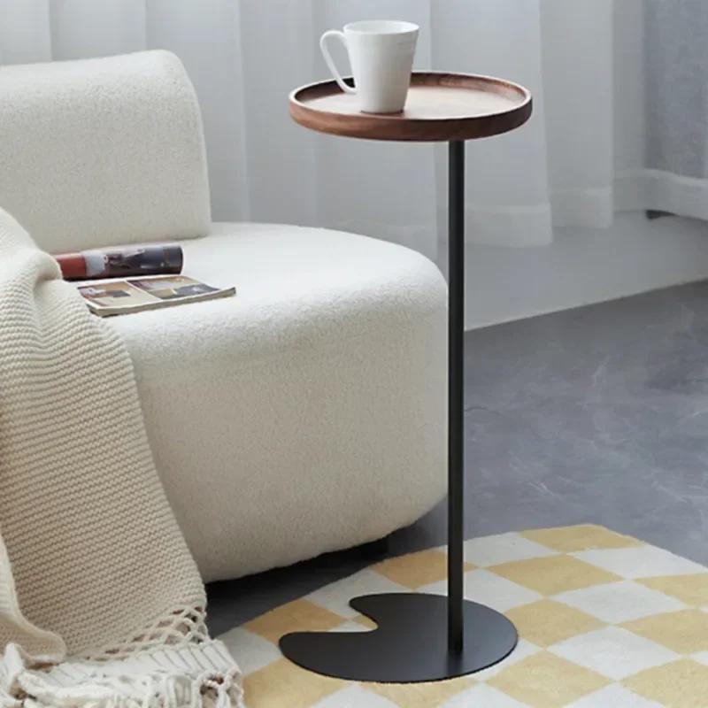 Table ronde en bois massif pour chambre à coucher, petit lit à fouet avancé, salon, bord de canapé,