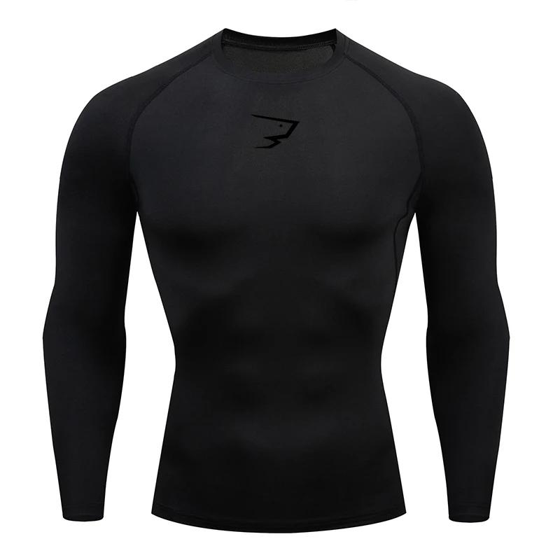 Hommes course Compression T-shirt manches longues Sport t-shirts Gym Fitness sweat mâle Jogging surv
