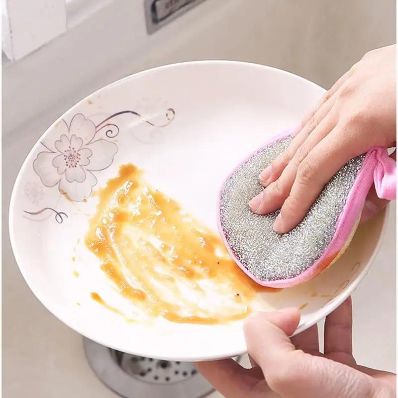 Éponge à vaisselle Double face, brosse de lavage de la vaisselle, casserole, Pot, éponges de lavage
