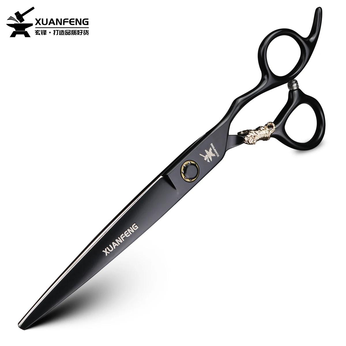 Ciseaux de coiffure XUANTENG de 7 pouces, noirs, avec système à roulement, ciseaux de barbier