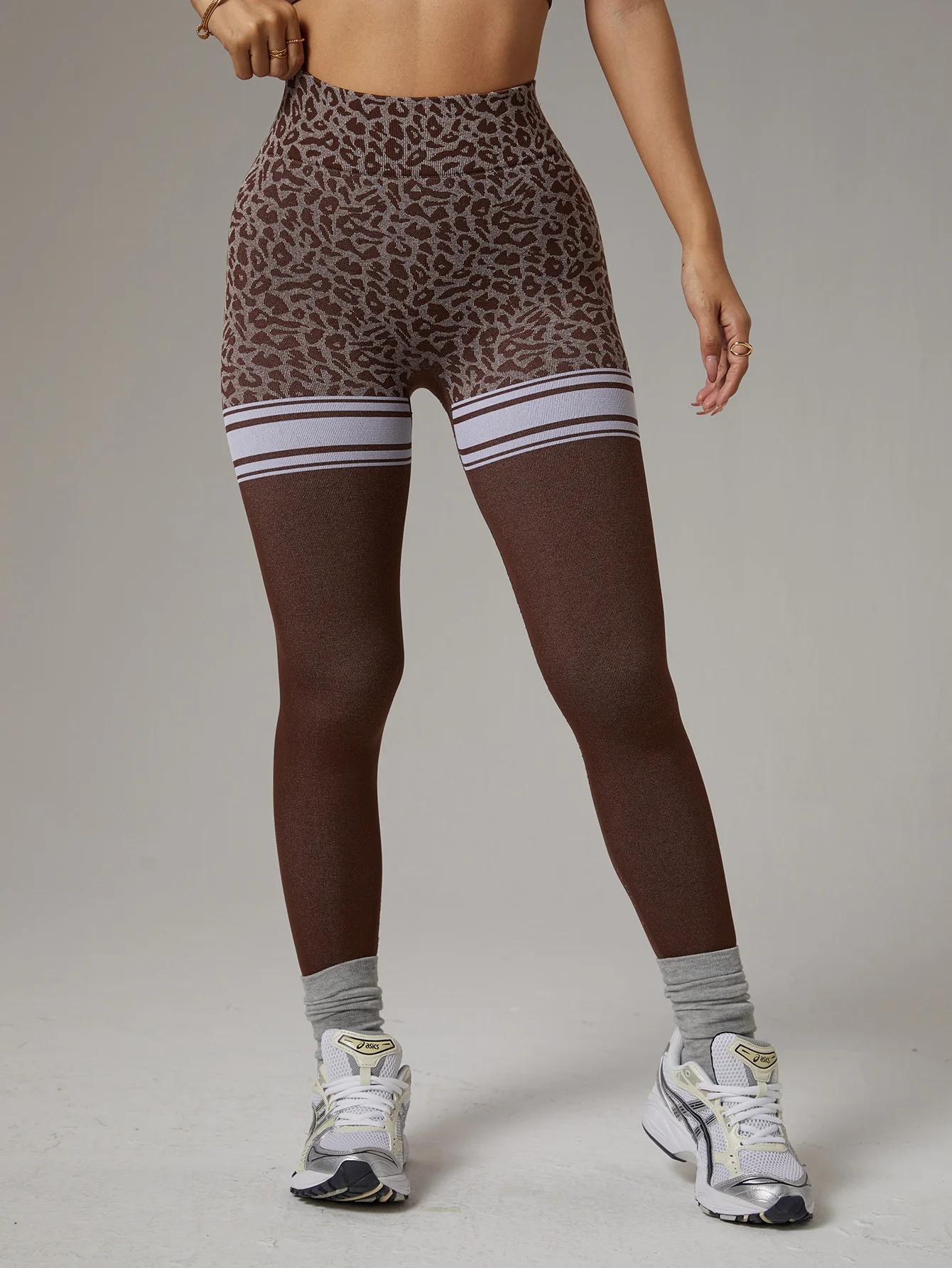Pantalon de Yoga sans couture imprimé léopard, taille haute, levage des hanches, respirant, séchage