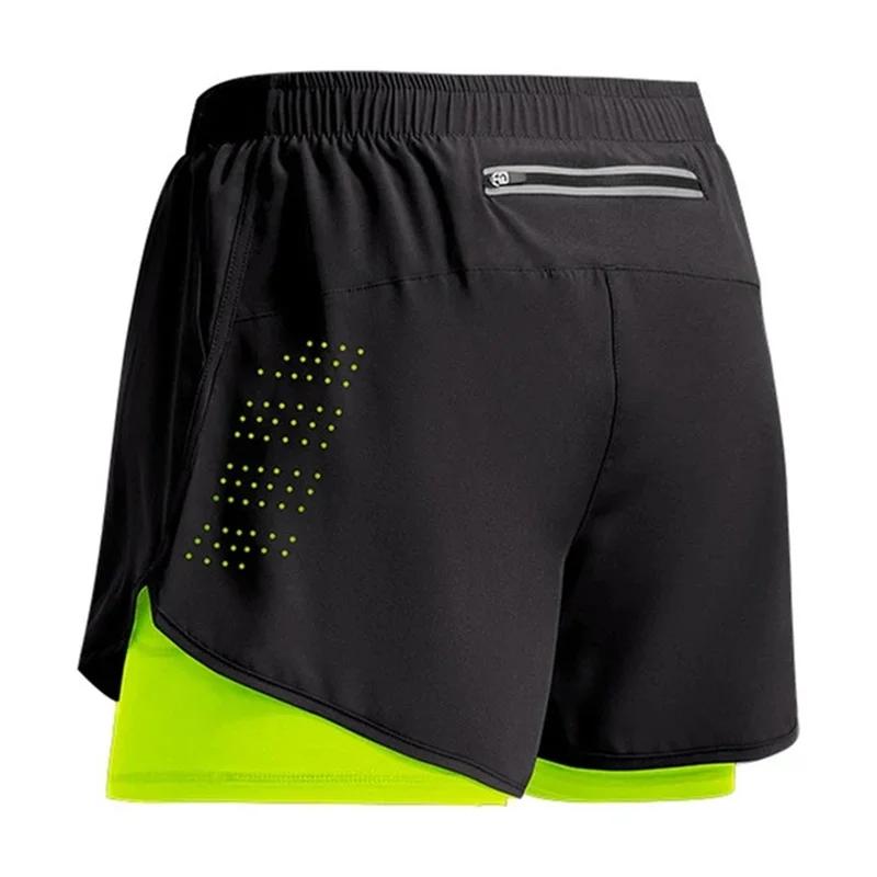 Nouveaux Shorts de Sport hommes vêtements de Sport 2 en 1 pantalons courts Double pont bas de plage