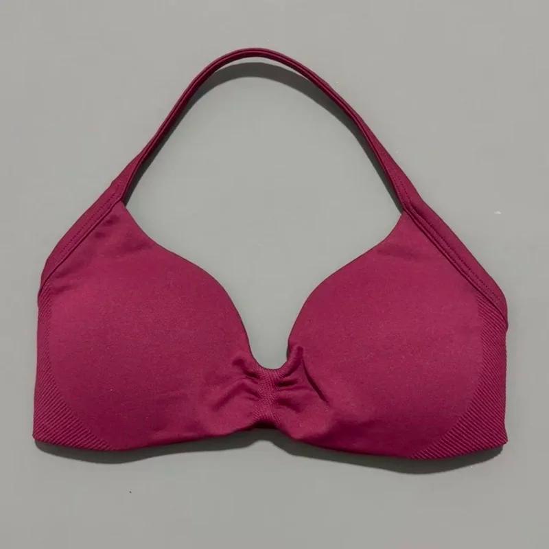 Soutien-gorge de sport à bretelles fines pour femme, maintien élevé, sans couture, style halter, eff