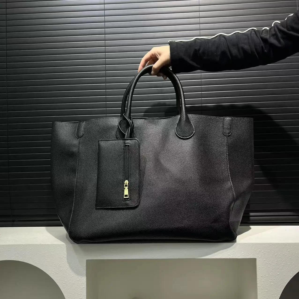 Sac à langer bandoulière classique de créateur pour femme, grand sac fourre-tout de luxe en cuir élé