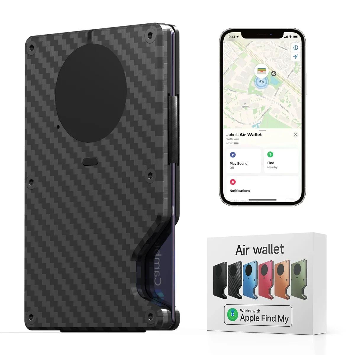 Le portefeuille intelligent fonctionne avec Apple Find My APP, portefeuille mince bloquant RFID, por