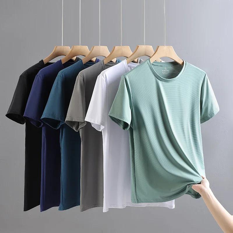 Ice inj-T-shirt de sport décontracté à haute élasticité pour hommes, haut de sport de plein air resp