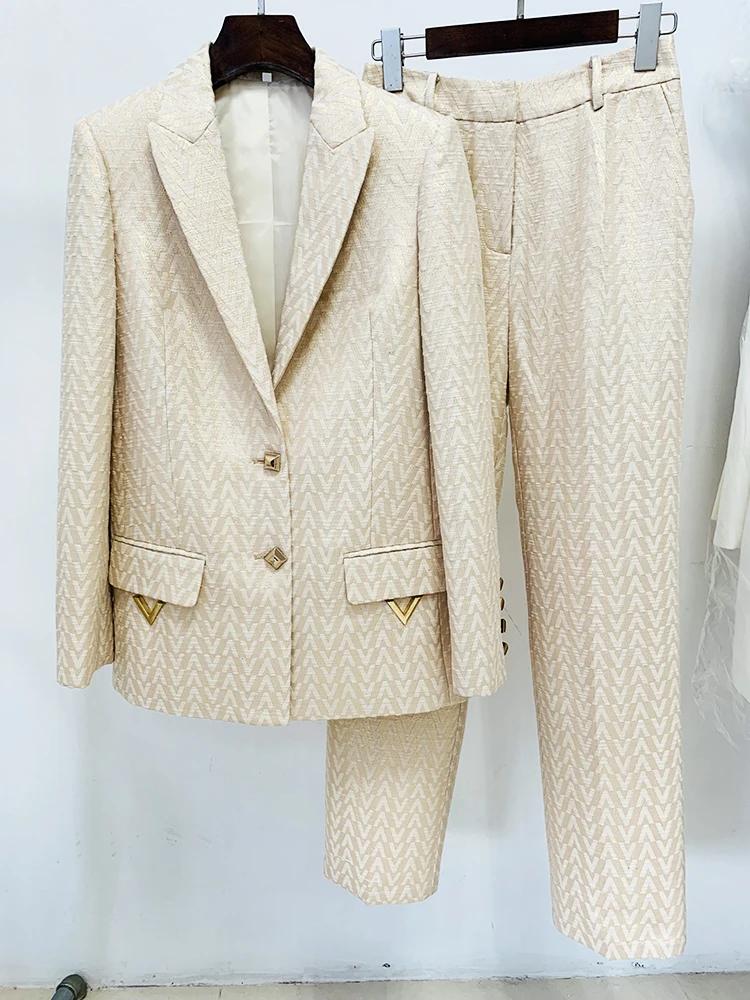 HIGH STREET Nouvelle Collection 2026 Ensemble de Costume de Créateur pour Femme, Blazer et Pantalon