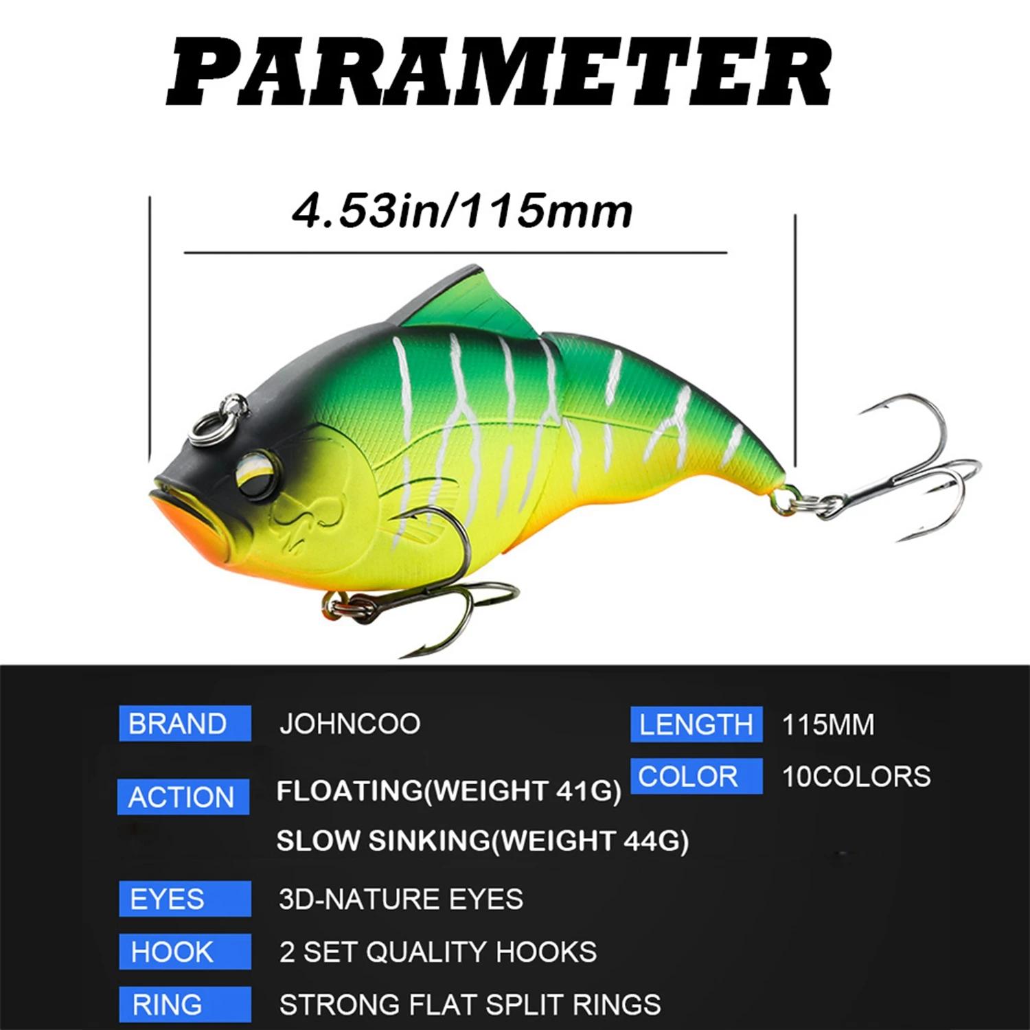 JOHNCOO 115mm coulant VIB leurre de pêche sans lèvres manivelle artificielle flottant dur appât broc