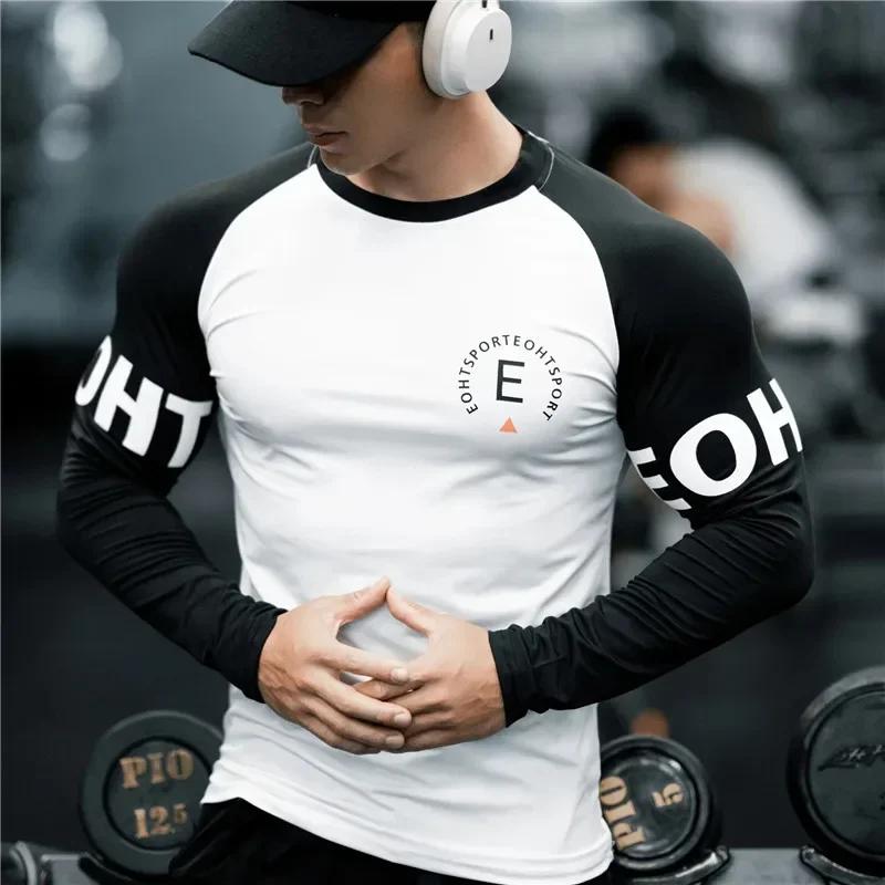 T-shirt de basket-ball homme manches longues séchage rapide respirant ajusté pour entraînement sportif