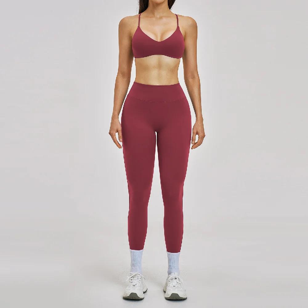 Ensemble de survêtement 2 pièces pour femme, tenue de yoga, vêtements de sport, leggings taille haut