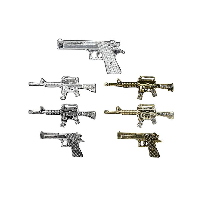 10 pièces/lot 3D alliage Punk pistolet pistolet Nail Art breloques métal rétro or/argent pistolet fo