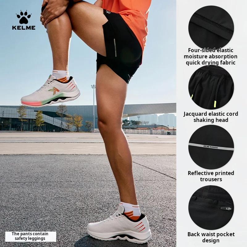 Kelme-Shorts de course tissés pour hommes, évac80-l'humidité, séchage rapide, pantalons d'entraîneme