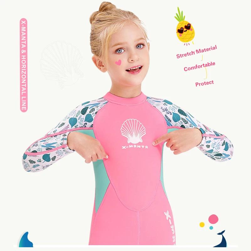 Maillot de bain filles 2.5MM néoprène épais combinaison chaude à manches longues plongée Surf costum
