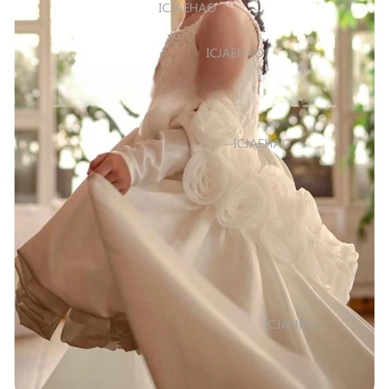 Robe de princesse blanche pour filles, idéale pour anniversaire, mariage, demoiselle d'honneur, banq