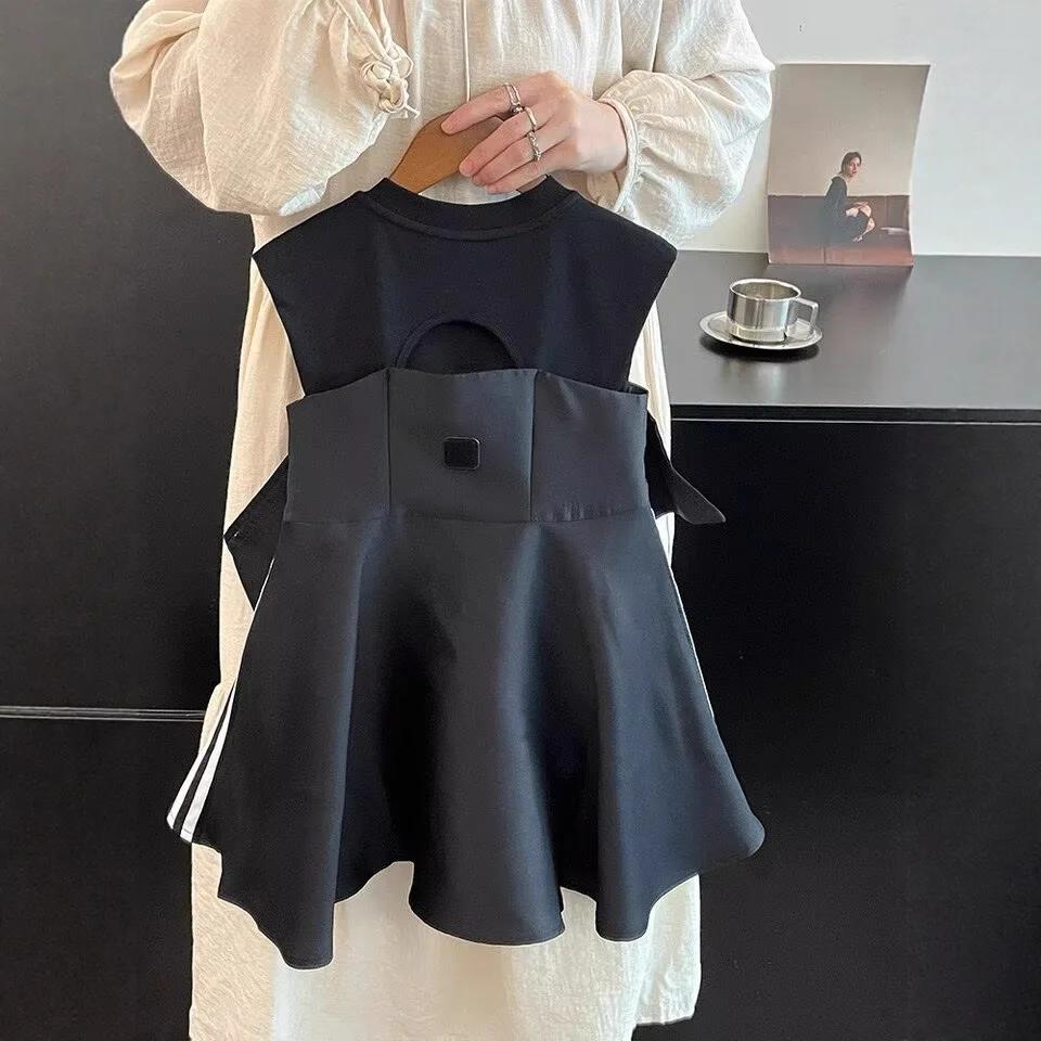 Robe d'été vintage rayée sans manches pour bébé fille, avec nœud et fronces, pour enfant de 1 à 8 an