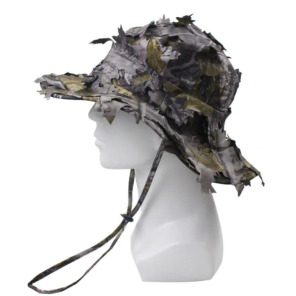 Chapeaux Boonie de Camouflage pour hommes, casquette tactique de Camouflage feuilles 3D, casquettes