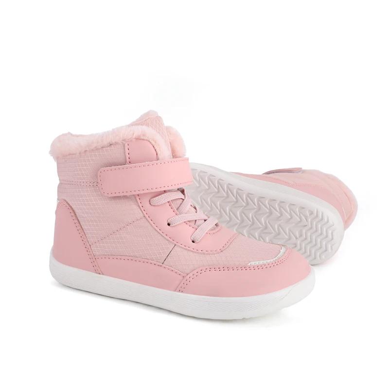 Bottes de neige pieds nus à bout large pour enfants | Baskets minimalistes d'hiver pour garçons/fi
