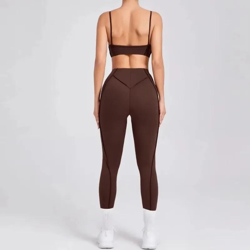 Ensemble yoga femme taille haute hanche-levage pantalon dos ouvert soutien-gorge fitness course