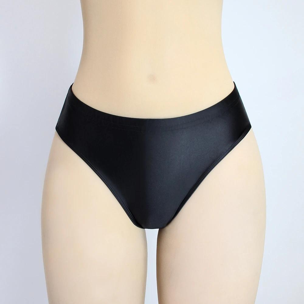 Collant brillant sexy pour hommes - Culotte bikini soyeuse basse pour natation femmes