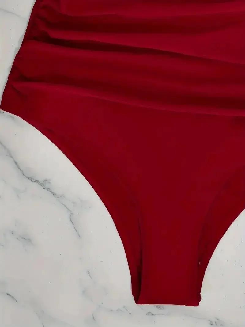 Maillot de bain une pièce dos nu pour femmes - Coupe haute en maille solide été