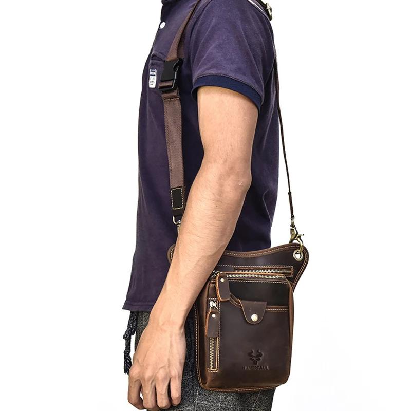 HUMERPAUL Sac de jambe de cuisse en cuir véritable poches multifonctions sac à bandoulière sac de ha
