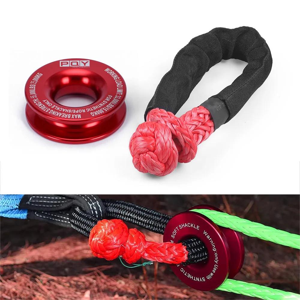 Manille souple synthétique ou anneau de récupération, corde de treuil de 55000lb, manilles robustes