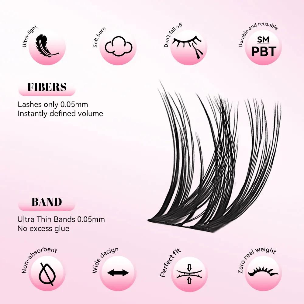 Kit d'extension de cils uCoolMe Lashes Flora 0.05mm, bouquets définis et volumineux, avec colle et d