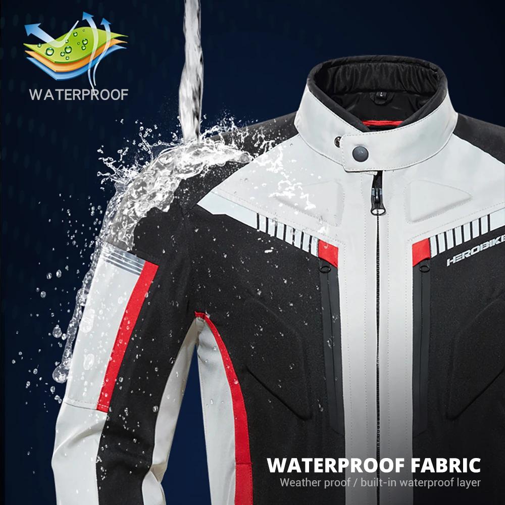 HEROBIKER-Veste de moto imperméable pour homme, veste de course, pantalon de moto portable, veste de
