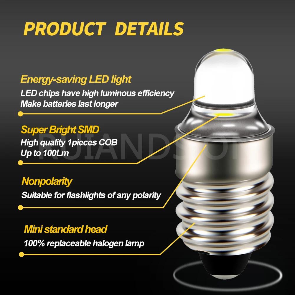 4 pièces E10 lampe extérieure LED vis lampe de poche torche ampoule Mini lampe de travail 6000K 4300