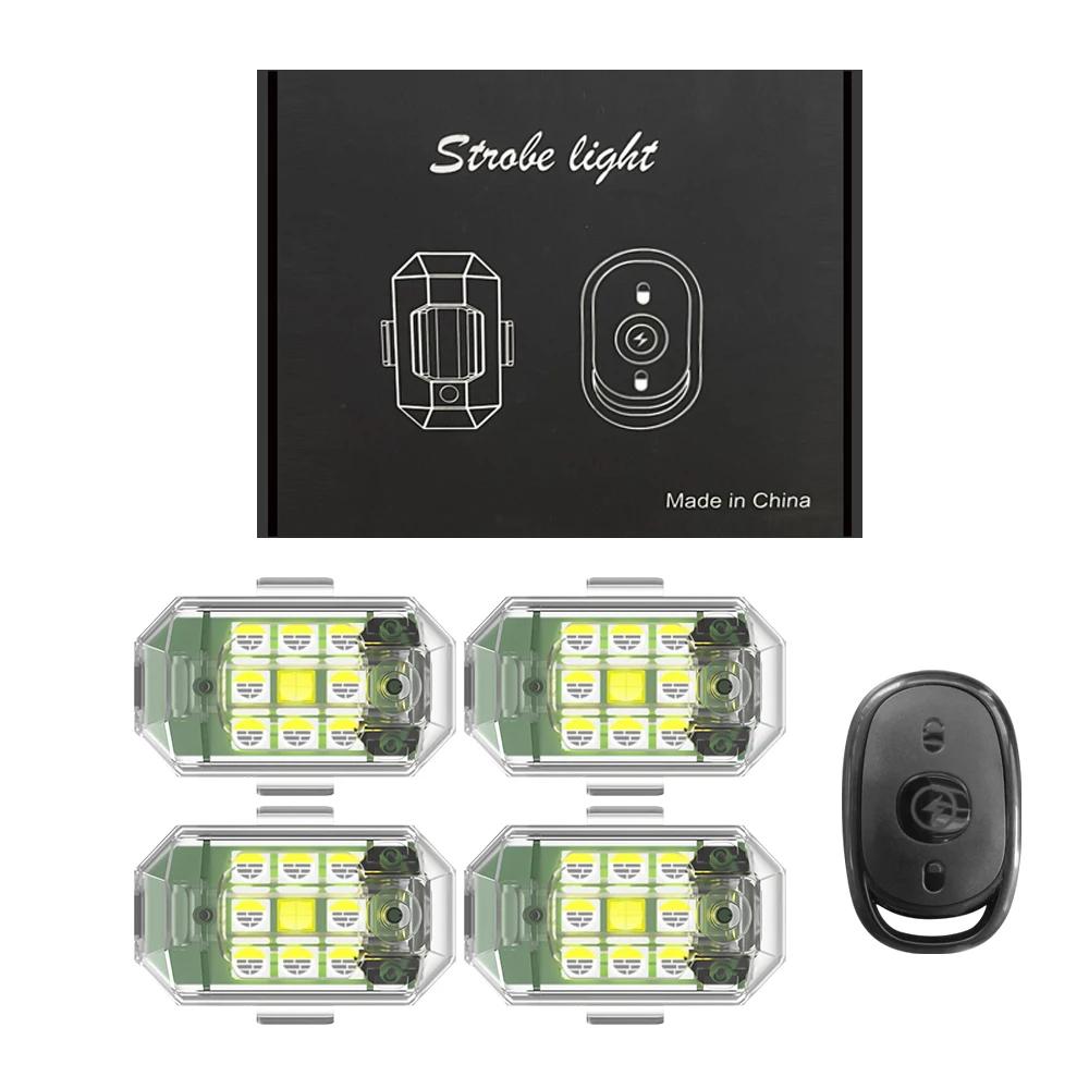 1/2/4Pc feux de moto à distance RC Drone LED Flash lumière sans fil pour RC Fix aile avion hélicoptè