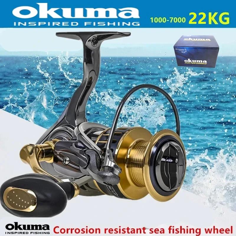 OKUMA moulinet de pêche tout en métal 22KG13 + 1 roue de ligne de pêche à grande vitesse adapté à to