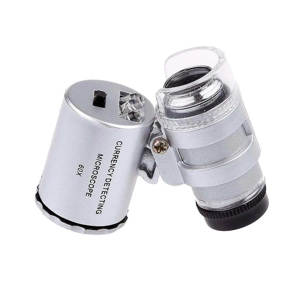 60X Mini Microscope bijoutier Loupe lentille éclairée Loupe 3 LED avec Loupe à lentille de lumière U