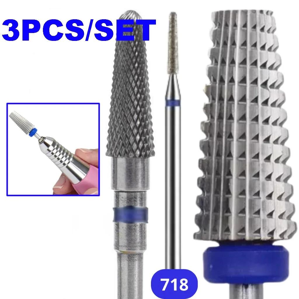 1 pièce/3 pièces en acier au tungstène de qualité professionnelle avec foret à ongles en diamant emb