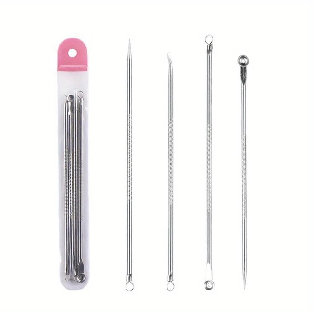 Kit d'extraction d'imperfections de boutons et d'acné, points noirs, aiguilles en acier inoxydable,