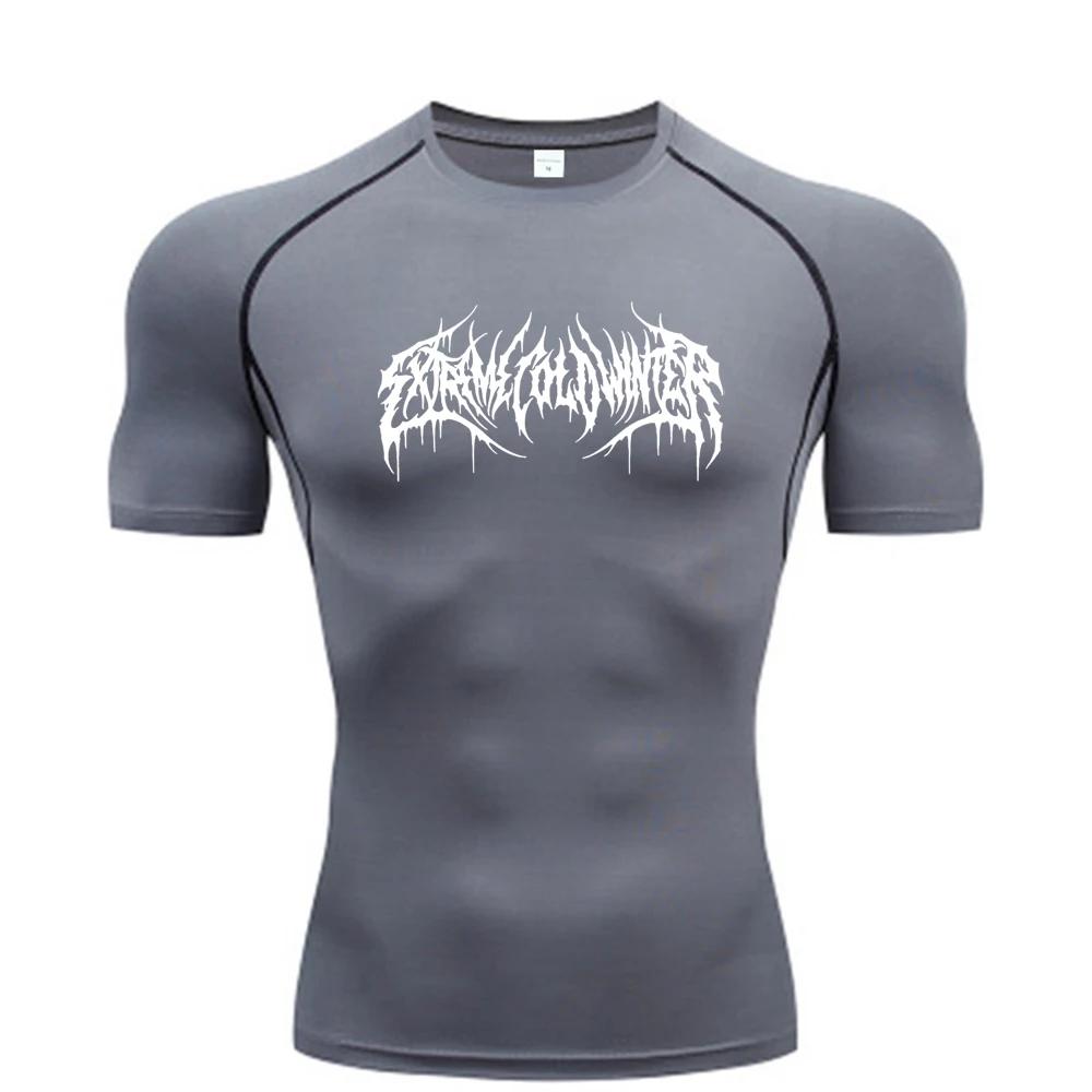 Sweat-shirt compression été manches courtes pour hommes - T-shirt fitness séchage rapide S-3XL