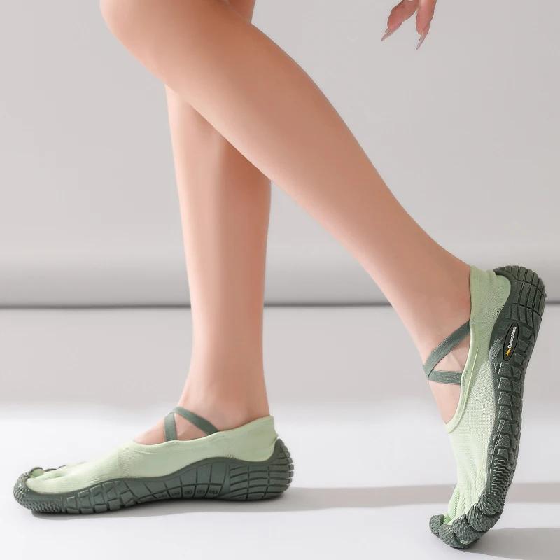 Chaussures pieds nus à cinq doigts pour femmes, baskets séparées à bout en tricot à bretelles croisé
