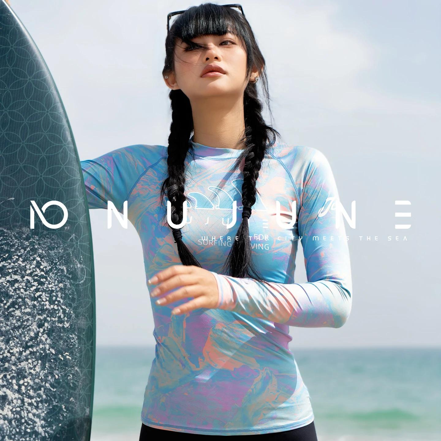 Nu-juin chemises de surf à manches longues femmes UPF50 + maillot de bain anti-éruption respirant co