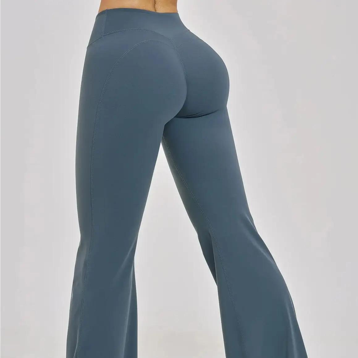 Pantalon de sport évasé taille haute pour femme Ningyu – Effet amincissant, idéal pour la course, le