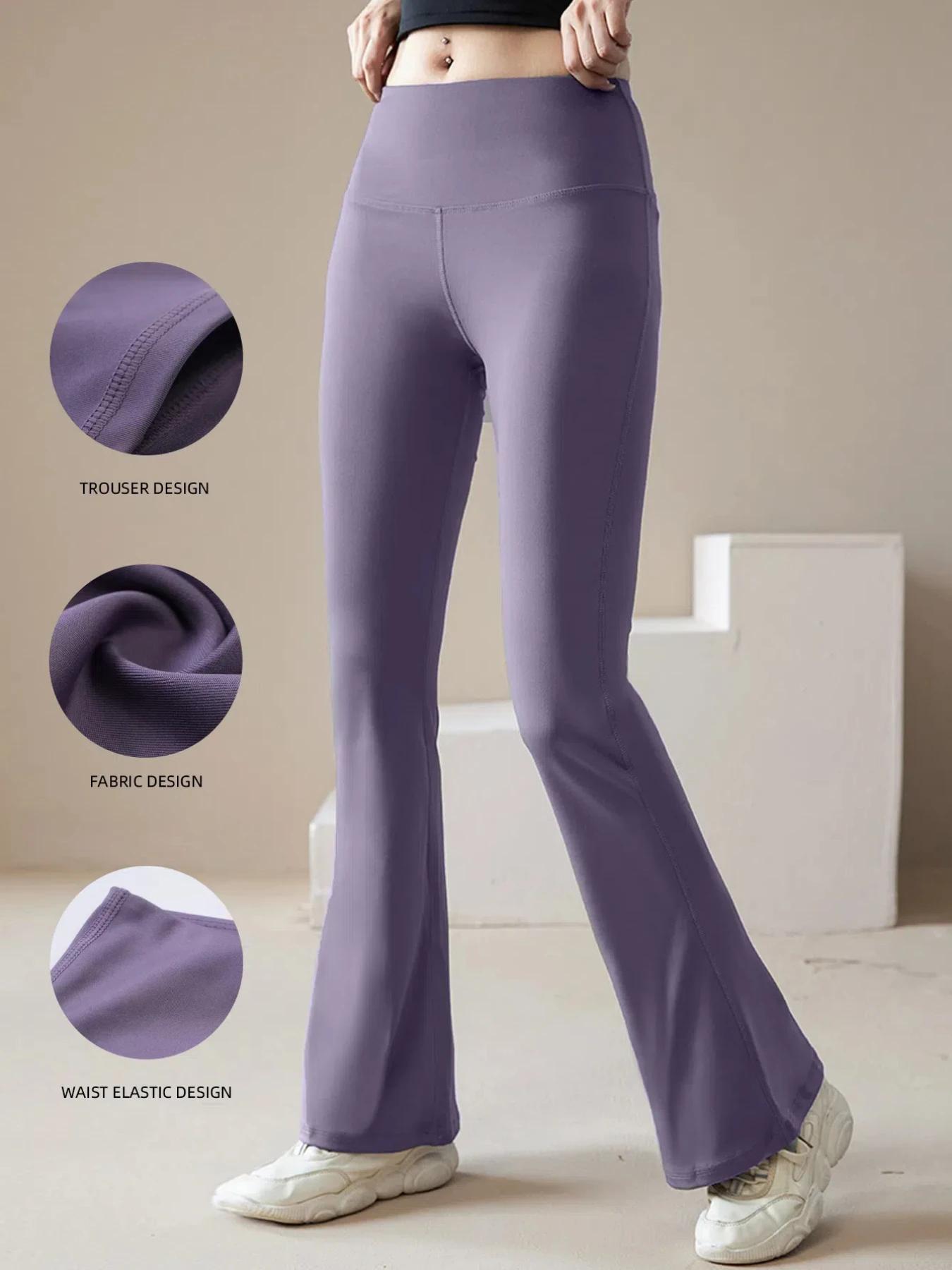 Pantalon de yoga taille haute à jambes larges pour femme, leggings de sport évasés, pantalon de cour