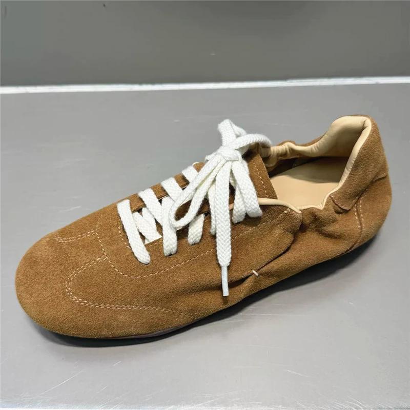 NORAZORA Ins HOT Chaussures plates en cuir de vachette pour femmes, baskets à lacets, couleur unie,