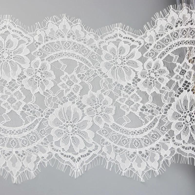 Dentelle à cils blanche, 22cm, 3 mètres/lot, décoration en tissu, accessoires pour robe de mariée, f