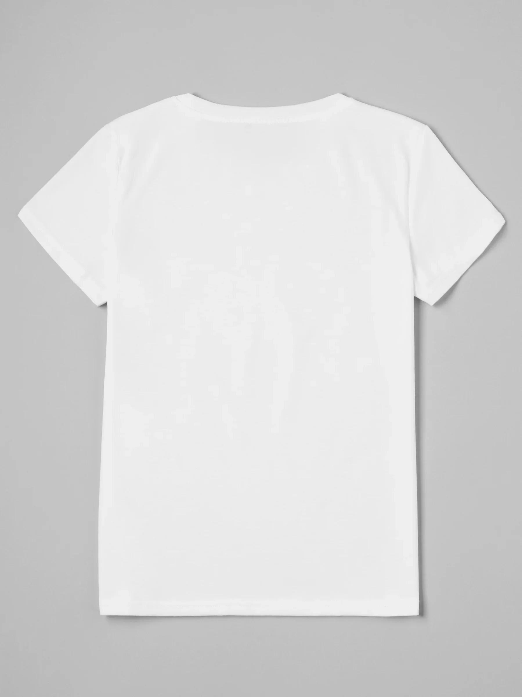 Fantaisie dessin animé chat imprimé T-Shirt col rond manches courtes T-Shirt décontracté pour les am