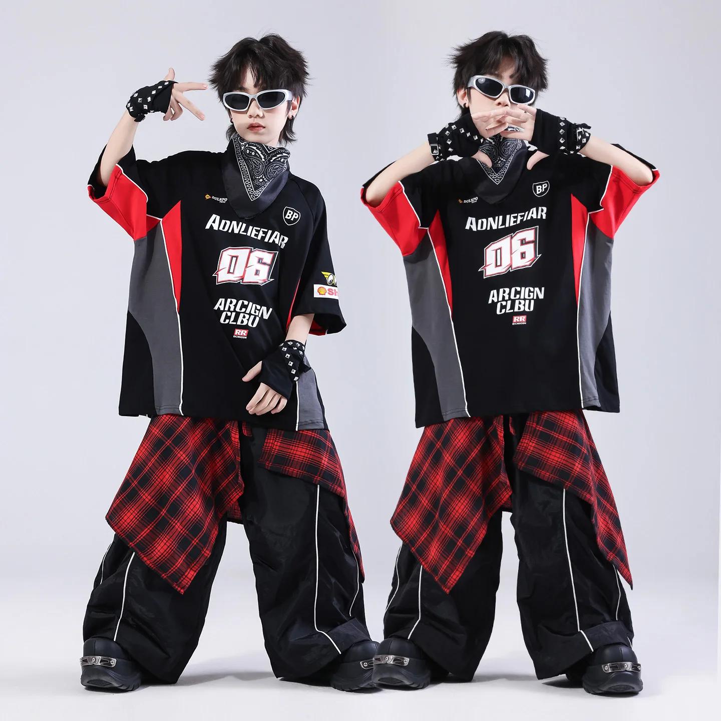 Ensemble de vêtements pour enfants, t-shirt et short, style hip-hop, jazz, danse, pour garçon et fil