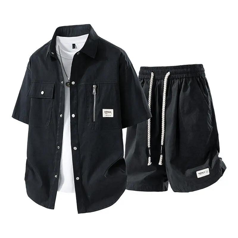 Ensemble chemise et Short à manches courtes pour hommes, décontracté, polyvalent, à la mode, Cool, t