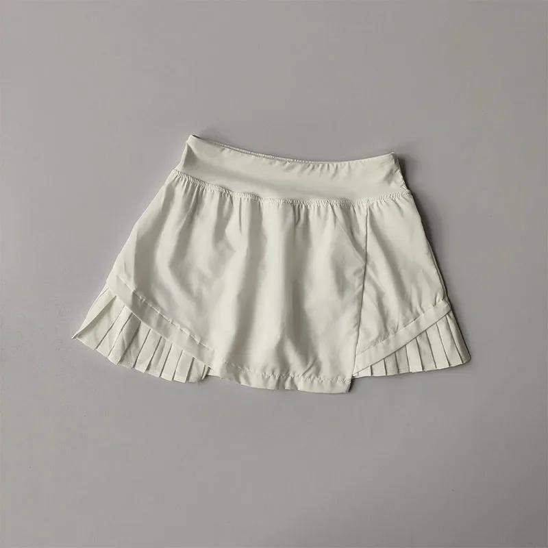 Jupe courte sport taille haute anti-éblouissement avec shorts doublés pour yoga et fitness été