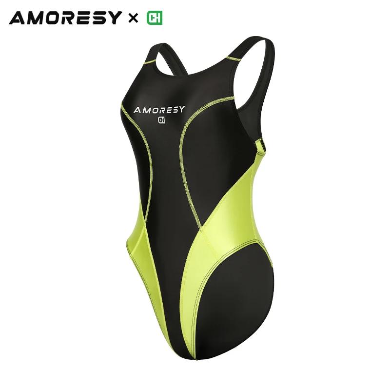 AMORESY Esme Cosholic série Co marque fourche haute couleur bloquée costume serré Satin brillant dos